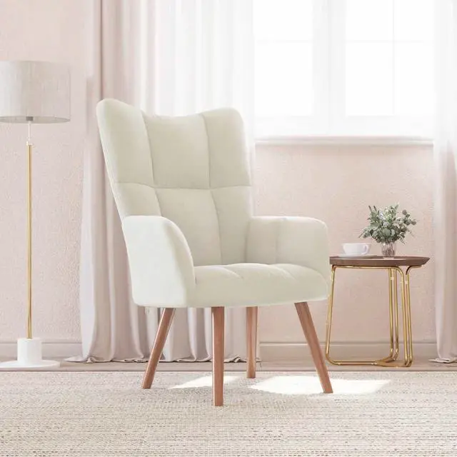 Main image of vidaXL Relaxing Chair Accent Living Room Seating Furniture Cream White Velvet