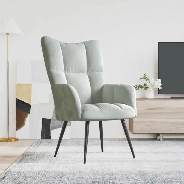 Main image of vidaXL Relaxing Chair Accent Seating Living Room Furniture Light Gray Velvet