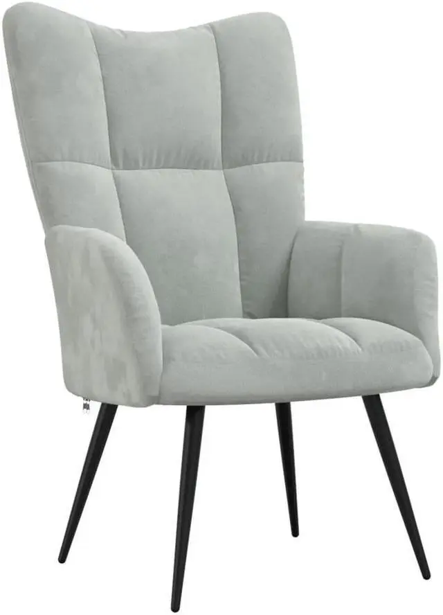 Alt view image 2 of 7 - vidaXL Relaxing Chair Accent Seating Living Room Furniture Light Gray Velvet
