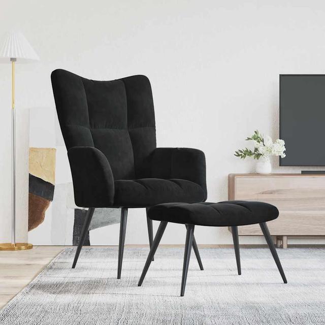 Main image of vidaXL Relaxing Chair with a Stool Accent Living Room Furniture Black Velvet