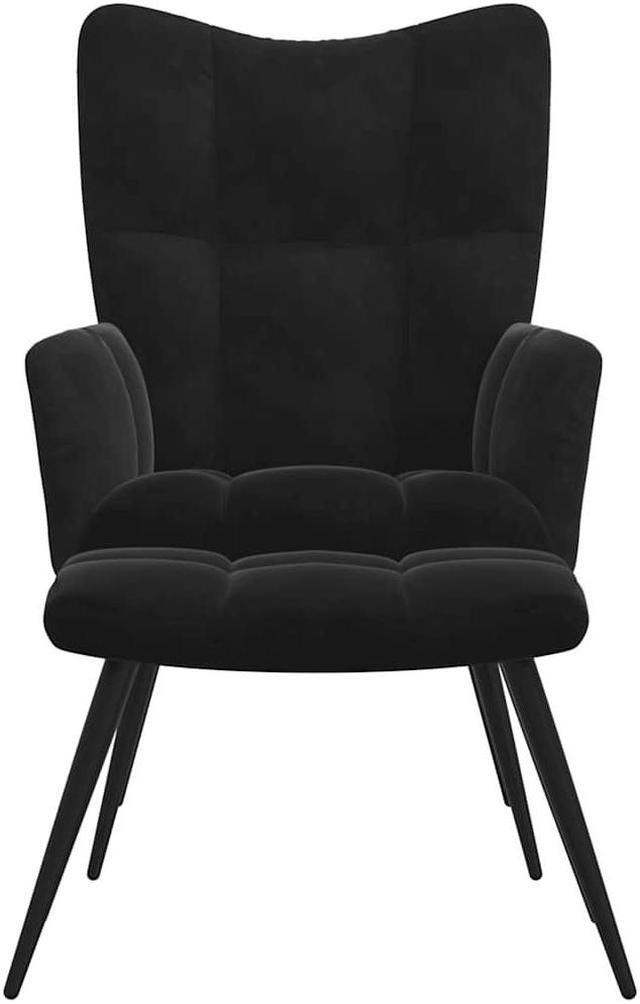 Alt view image 3 of 7 - vidaXL Relaxing Chair with a Stool Accent Living Room Furniture Black Velvet