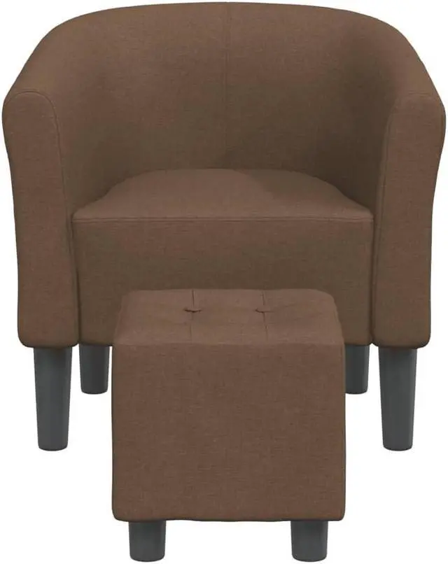 Alt view image 3 of 7 - vidaXL Tub Chair with Footstool Barrel Armchair for Living Room Brown Fabric