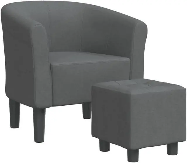 Alt view image 2 of 7 - vidaXL Tub Chair with Footstool Armchair for Living Room Dark Gray Fabric