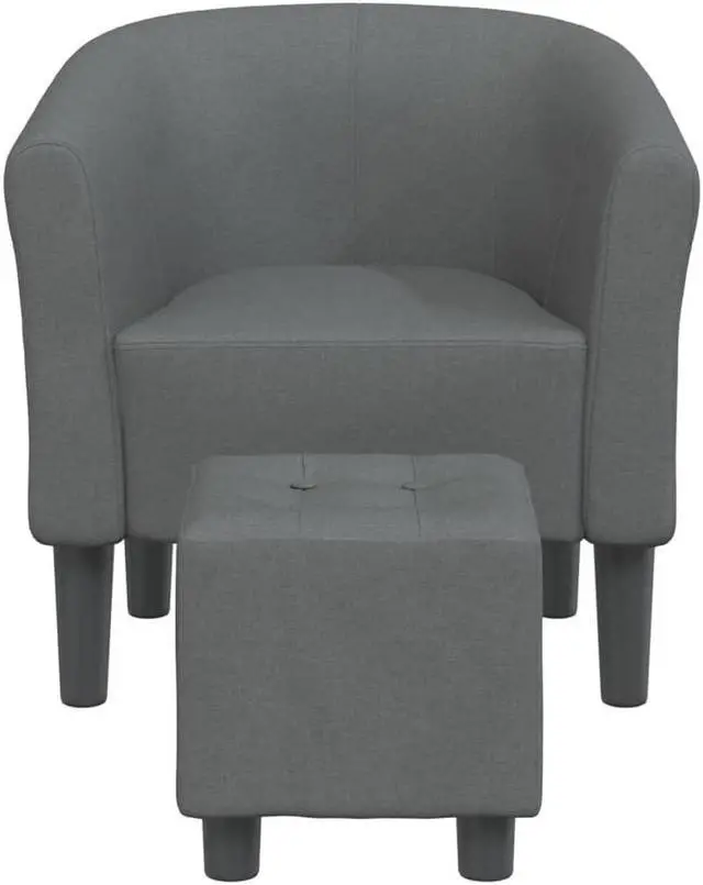 Alt view image 3 of 7 - vidaXL Tub Chair with Footstool Armchair for Living Room Dark Gray Fabric