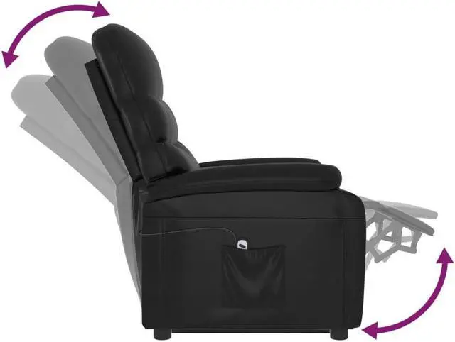 Alt view image 3 of 7 - vidaXL Recliner Leisure Recliner for Home Theater Cinema Black Faux Leather