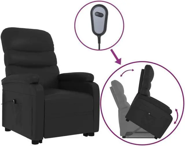 Alt view image 2 of 7 - vidaXL Recliner Leisure Recliner for Home Theater Cinema Black Faux Leather