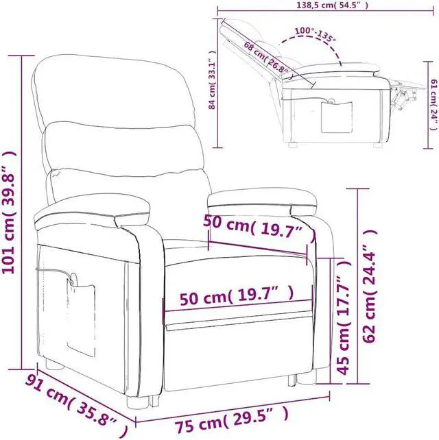 Alt view image 4 of 7 - vidaXL Recliner Leisure Recliner for Home Theater Cinema Black Faux Leather