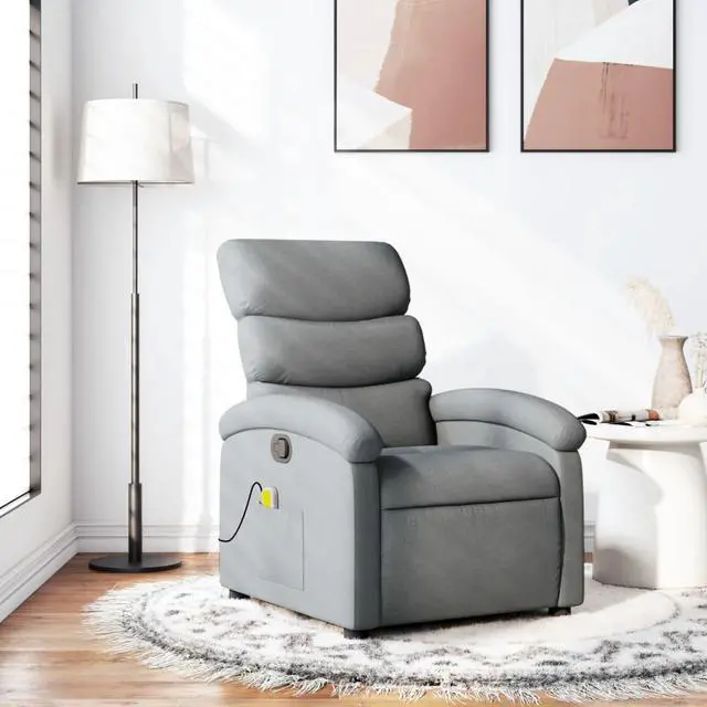 Main image of vidaXL Massage Recliner Chair Adjustable Reclining Armchair Light Gray Fabric