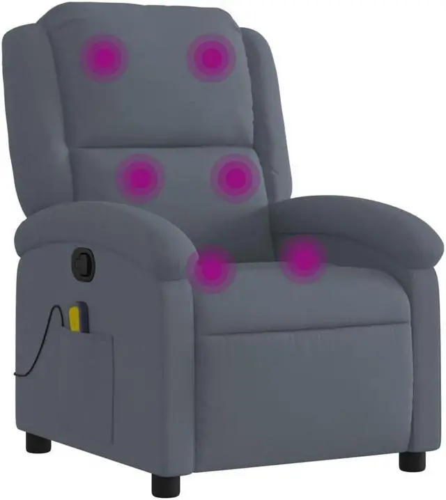Alt view image 2 of 5 - vidaXL Massage Recliner Chair Adjustable Reclining Armchair Dark Gray Velvet