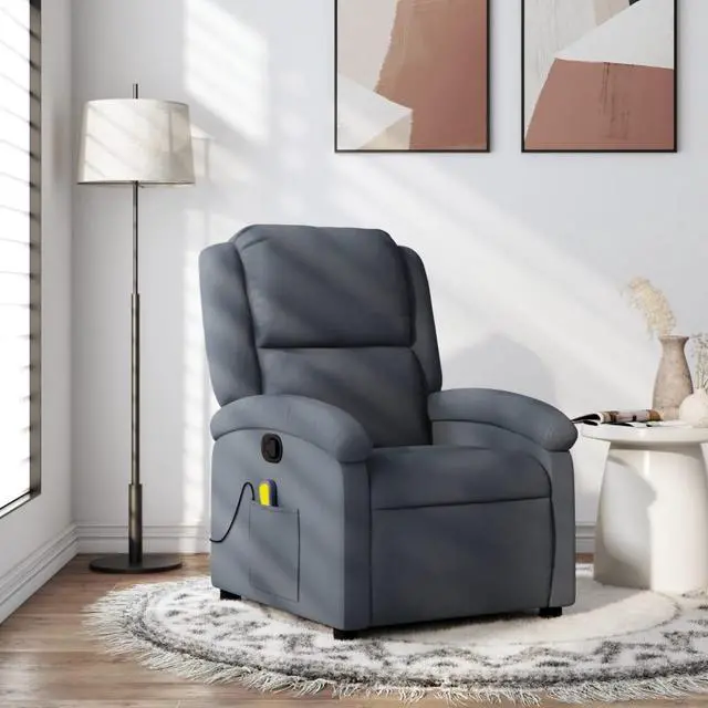 Main image of vidaXL Massage Recliner Chair Adjustable Reclining Armchair Dark Gray Velvet
