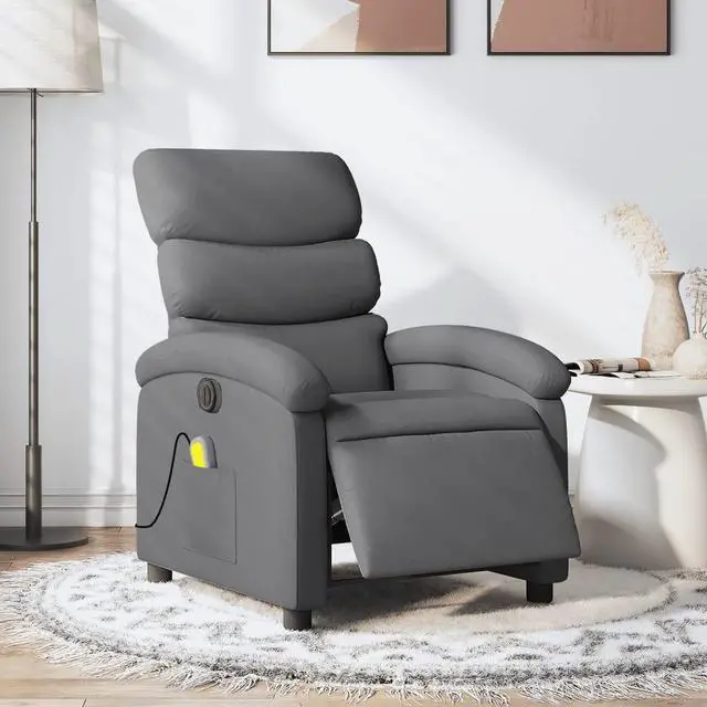 Main image of vidaXL Electric Massage Recliner Chair Wingback Armchair Dark Gray Fabric
