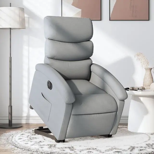 Main image of vidaXL Electric Stand up Recliner Chair Power Lift Armchair Light Gray Fabric