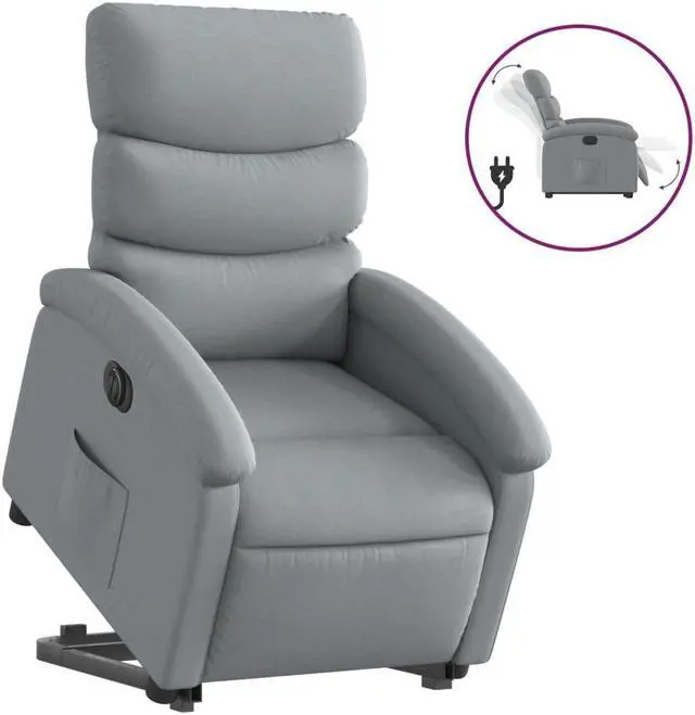 Alt view image 2 of 5 - vidaXL Electric Stand up Recliner Chair Power Lift Armchair Light Gray Fabric