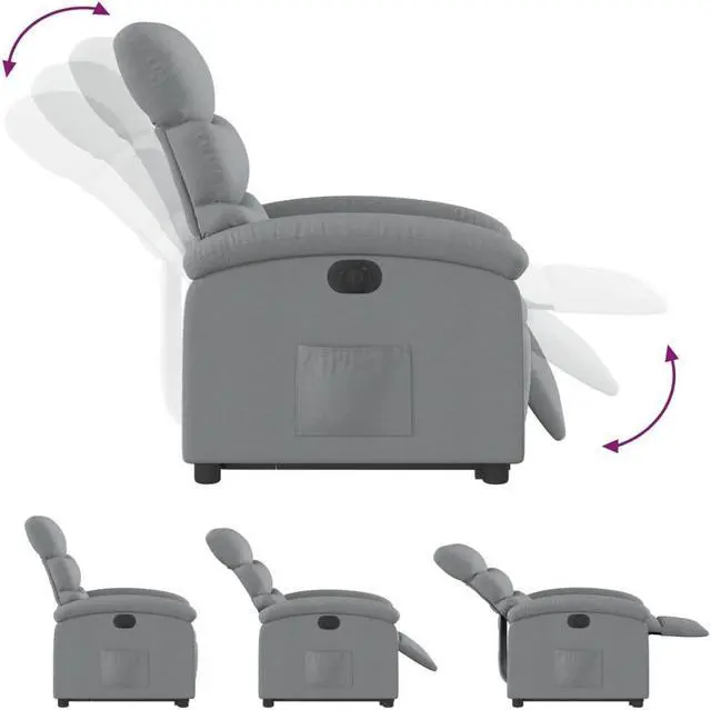 Alt view image 4 of 5 - vidaXL Electric Stand up Recliner Chair Power Lift Armchair Light Gray Fabric