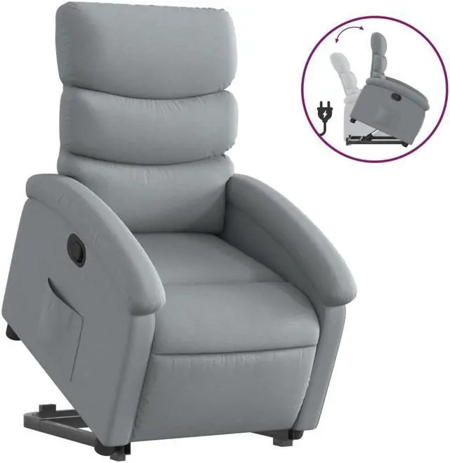 Alt view image 2 of 5 - vidaXL Stand up Recliner Chair Power Lift Reclining Armchair Light Gray Fabric