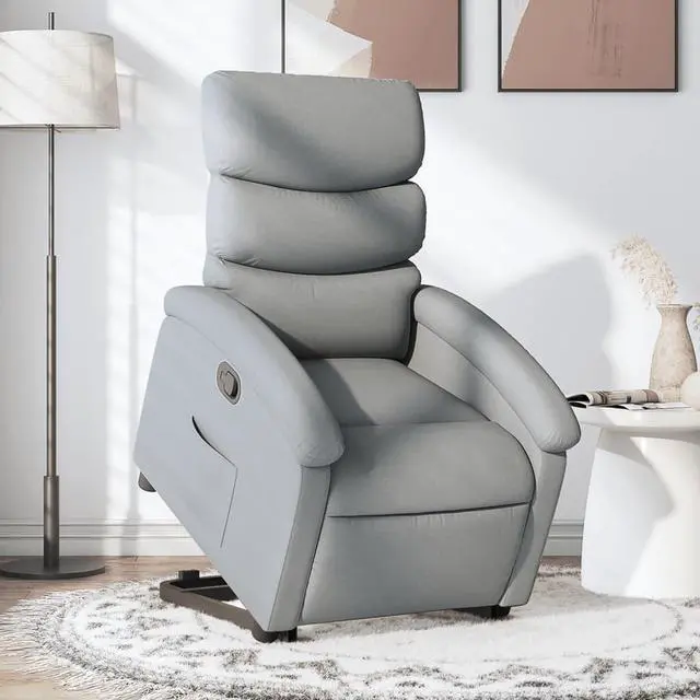 Main image of vidaXL Stand up Recliner Chair Power Lift Reclining Armchair Light Gray Fabric