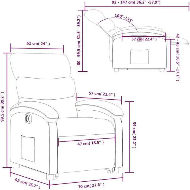 Alt view image 3 of 5 - vidaXL Electric Stand up Recliner Chair Power Lift Armchair Light Gray Fabric