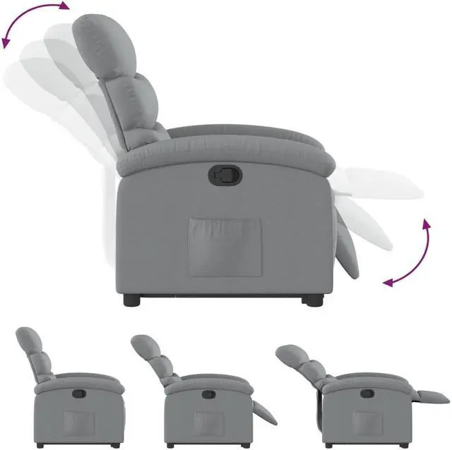 Alt view image 4 of 5 - vidaXL Stand up Recliner Chair Power Lift Reclining Armchair Light Gray Fabric