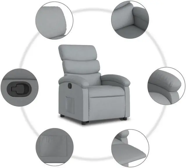 Alt view image 5 of 5 - vidaXL Stand up Recliner Chair Power Lift Reclining Armchair Light Gray Fabric
