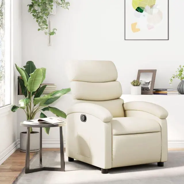 Main image of vidaXL Recliner Chair Adjustable Reclining Chair for Elderly Cream Faux Leather
