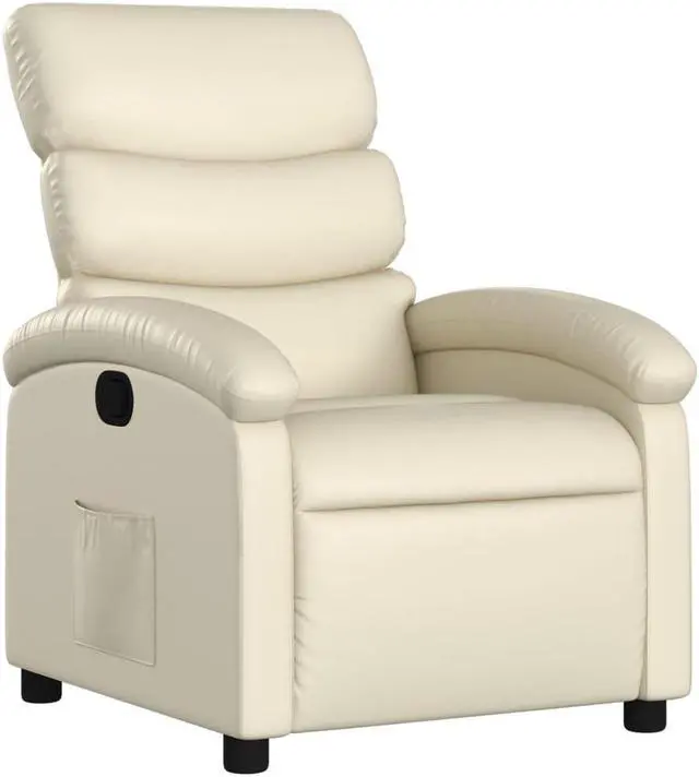 Alt view image 2 of 6 - vidaXL Recliner Chair Adjustable Reclining Chair for Elderly Cream Faux Leather