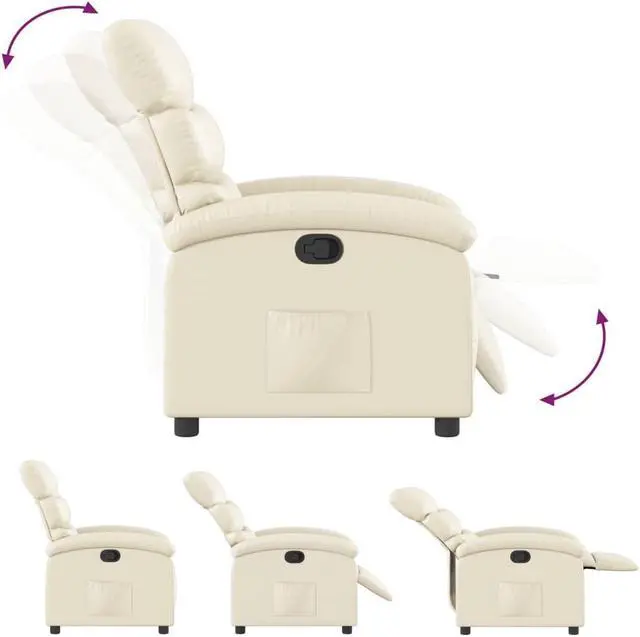 Alt view image 3 of 6 - vidaXL Recliner Chair Adjustable Reclining Chair for Elderly Cream Faux Leather