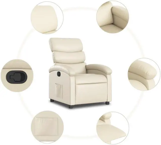 Alt view image 6 of 6 - vidaXL Recliner Chair Adjustable Reclining Chair for Elderly Cream Faux Leather