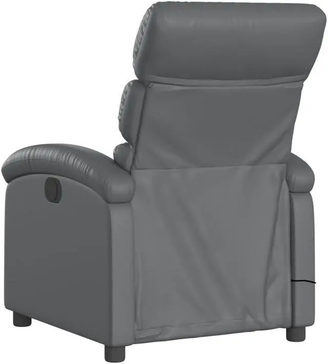 Alt view image 6 of 7 - vidaXL Massage Recliner Chair Adjustable Reclining Armchair Gray Faux Leather