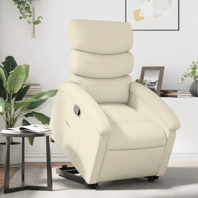 Main image of vidaXL Stand up Recliner Chair Power Lift Reclining Armchair Cream Faux Leather
