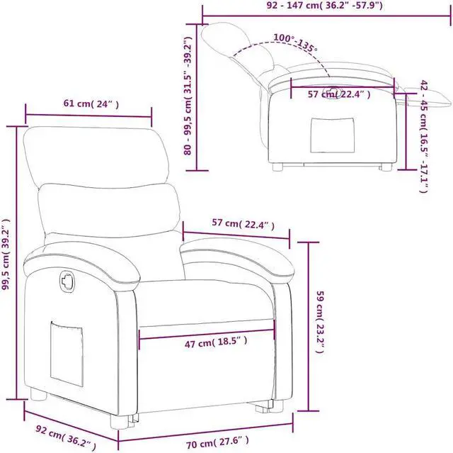 Alt view image 3 of 5 - vidaXL Stand up Recliner Chair Power Lift Reclining Armchair Cream Faux Leather