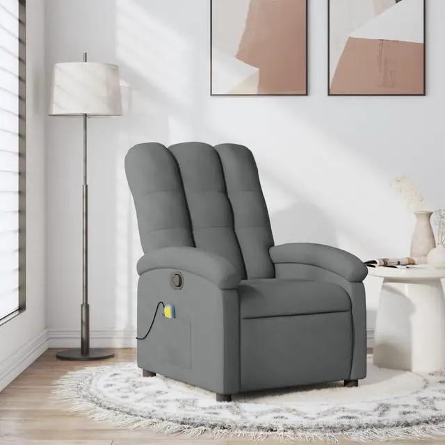 Main image of vidaXL Massage Recliner Chair Adjustable Reclining Armchair Dark Gray Fabric