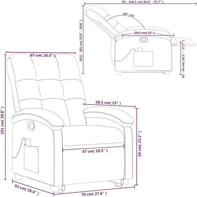Alt view image 3 of 5 - vidaXL Stand up Massage Recliner Chair Power Lift Wingback Armchair Cream Fabric
