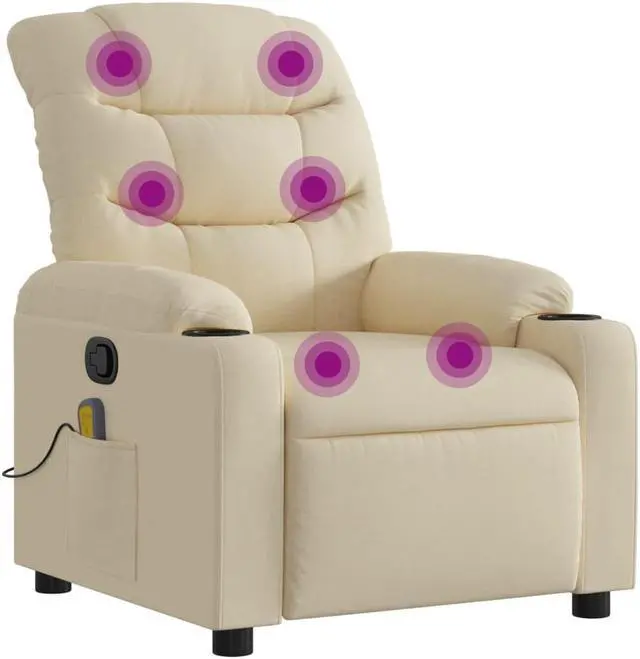 Alt view image 2 of 5 - vidaXL Massage Recliner Chair Adjustable Armchair Home Theater Cream Fabric