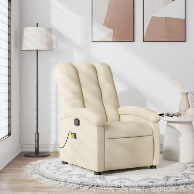 Main image of vidaXL Massage Recliner Chair Adjustable Home Theater Cinema Cream Fabric