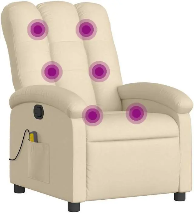 Alt view image 2 of 5 - vidaXL Massage Recliner Chair Adjustable Home Theater Cinema Cream Fabric
