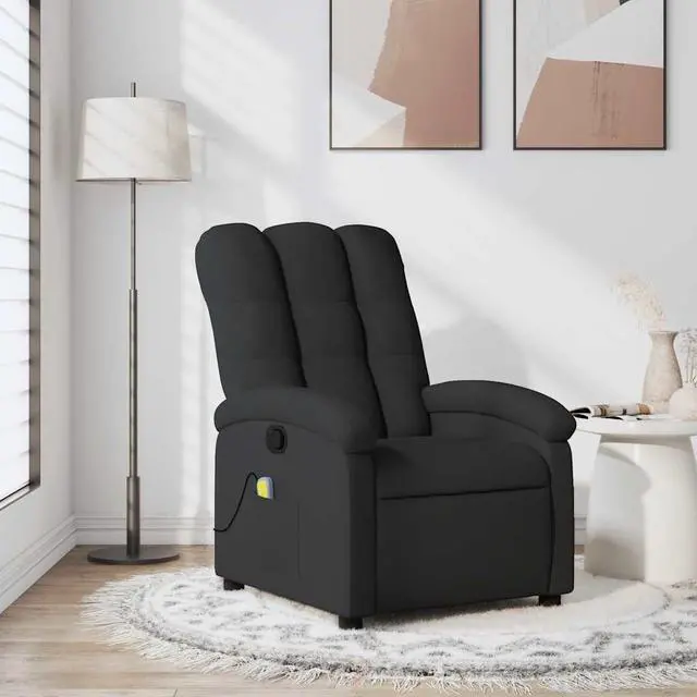 Main image of vidaXL Massage Recliner Chair Adjustable Home Theater Cinema Black Fabric