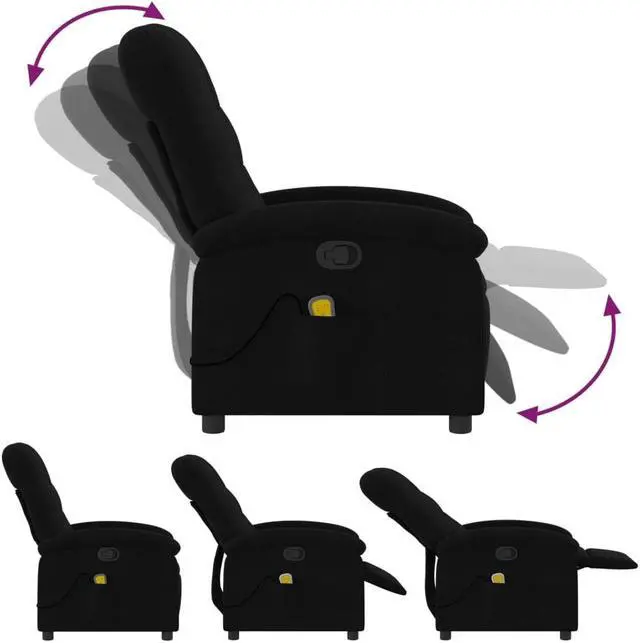 Alt view image 3 of 5 - vidaXL Massage Recliner Chair Adjustable Home Theater Cinema Black Fabric