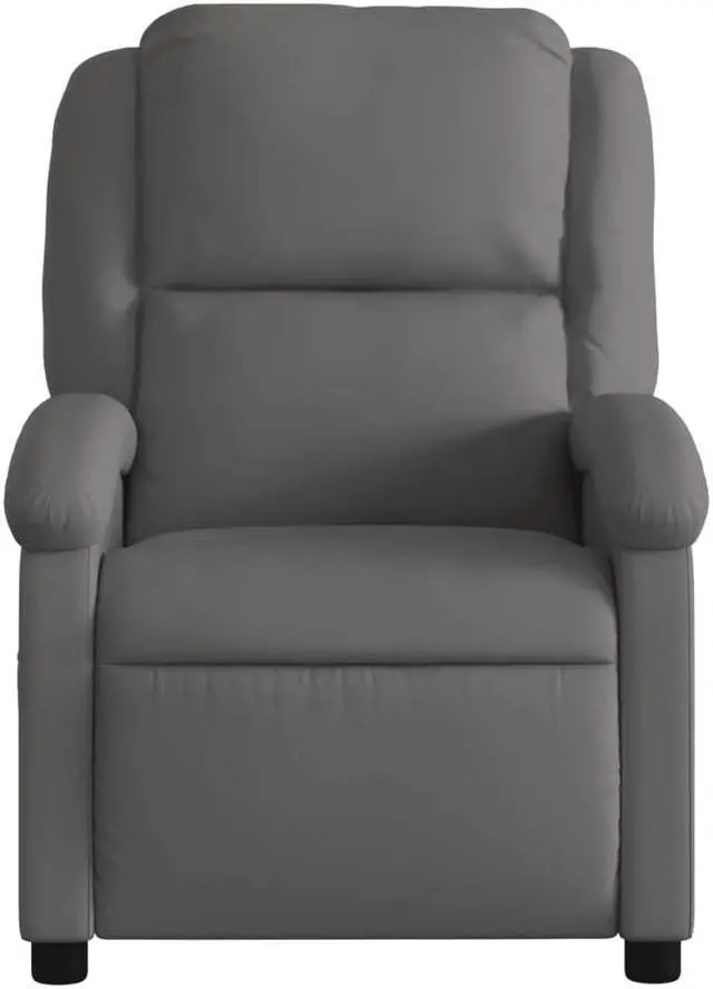 Alt view image 5 of 5 - vidaXL Massage Recliner Chair Adjustable Reclining Armchair Gray Real Leather