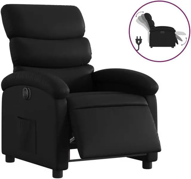 Alt view image 2 of 5 - vidaXL Electric Recliner Chair Wingback Armchair for Elderly Black Faux Leather