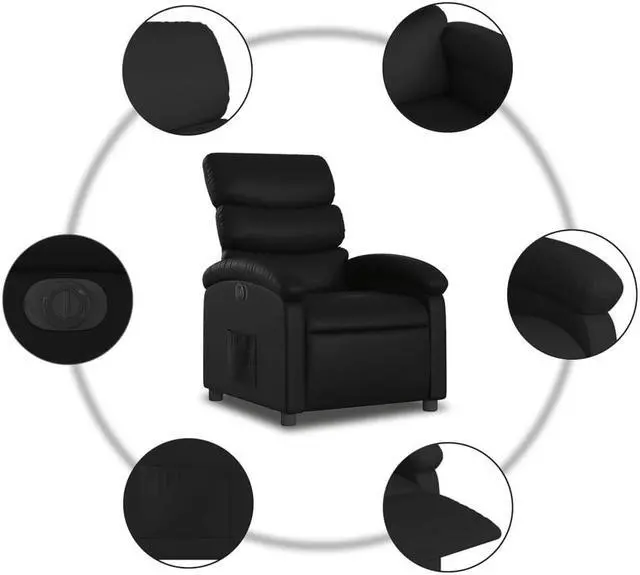 Alt view image 5 of 5 - vidaXL Electric Recliner Chair Wingback Armchair for Elderly Black Faux Leather
