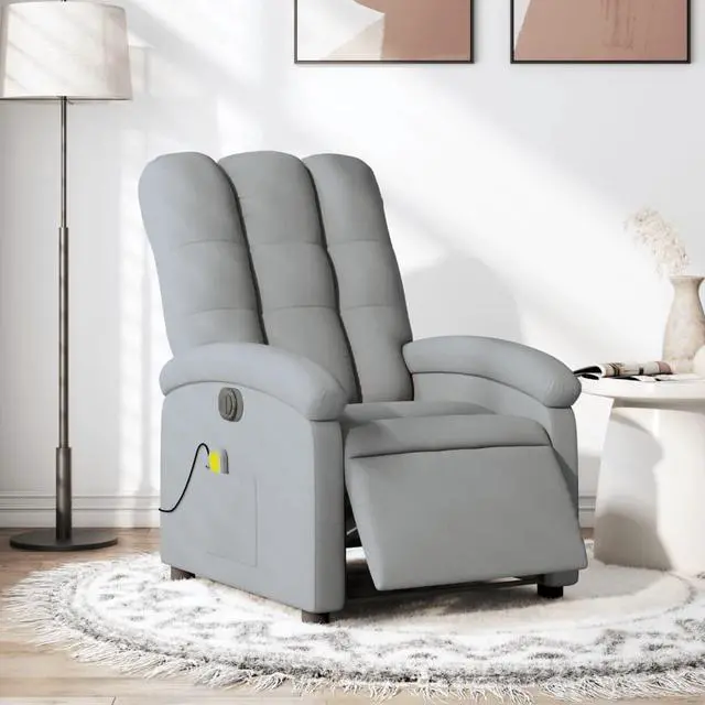 Main image of vidaXL Electric Massage Recliner Chair Reclining Armchair Light Gray Fabric