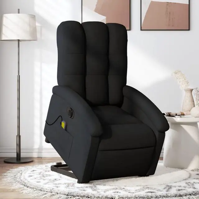 Main image of vidaXL Electric Stand up Massage Recliner Chair Power Lift Armchair Black Fabric