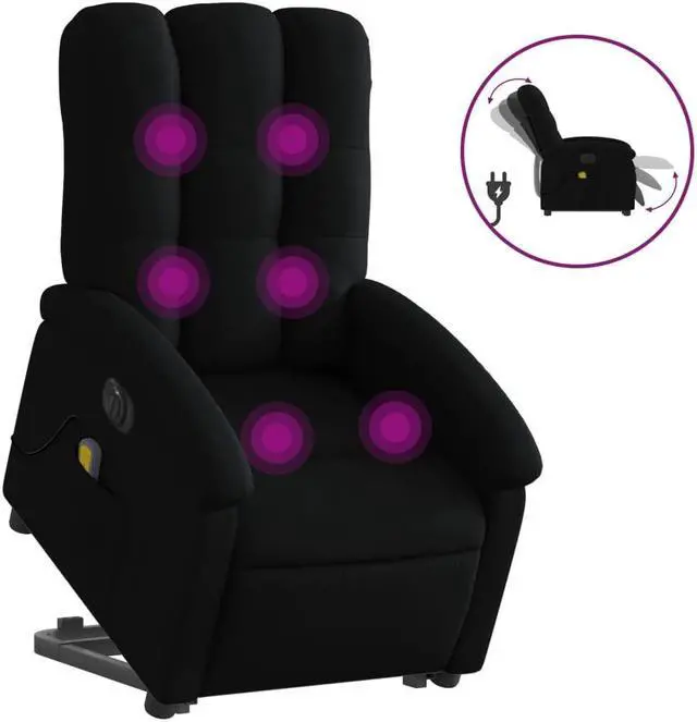 Alt view image 2 of 5 - vidaXL Electric Stand up Massage Recliner Chair Power Lift Armchair Black Fabric