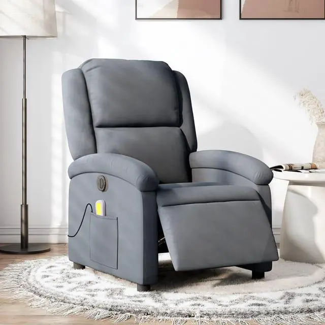 Main image of vidaXL Electric Massage Recliner Chair Reclining Armchair Dark Gray Velvet