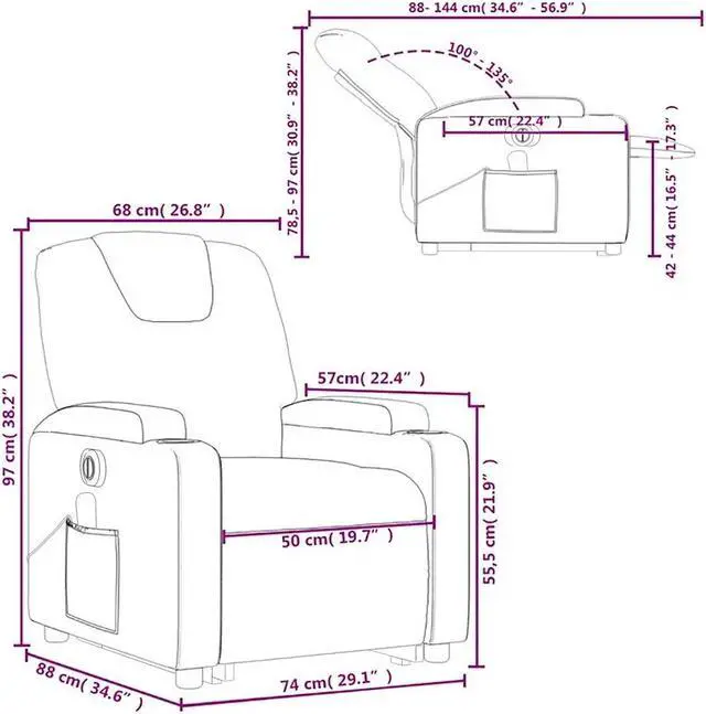 Alt view image 3 of 5 - vidaXL Electric Stand up Massage Recliner Chair Armchair Cream Faux Leather