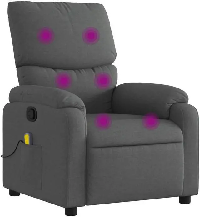Alt view image 2 of 5 - vidaXL Massage Recliner Chair Reclining Armchair for Elderly Dark Gray Fabric