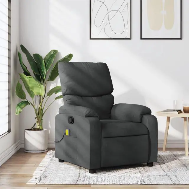 Main image of vidaXL Massage Recliner Chair Reclining Armchair for Elderly Dark Gray Fabric