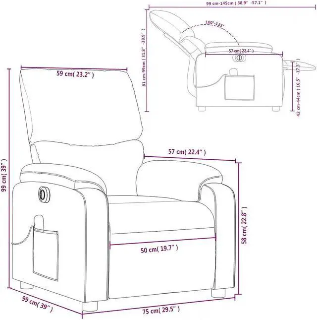 Alt view image 3 of 5 - vidaXL Electric Massage Recliner Chair Adjustable Armchair Light Gray Fabric