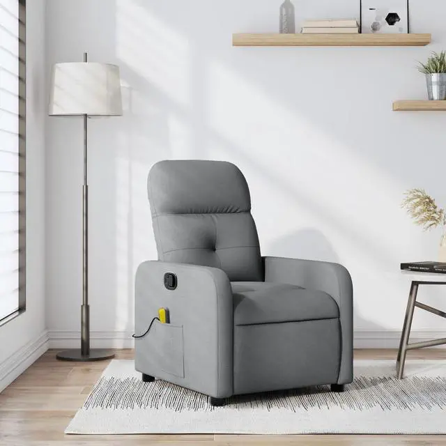 Main image of vidaXL Massage Recliner Chair Adjustable Reclining Armchair Light Gray Fabric