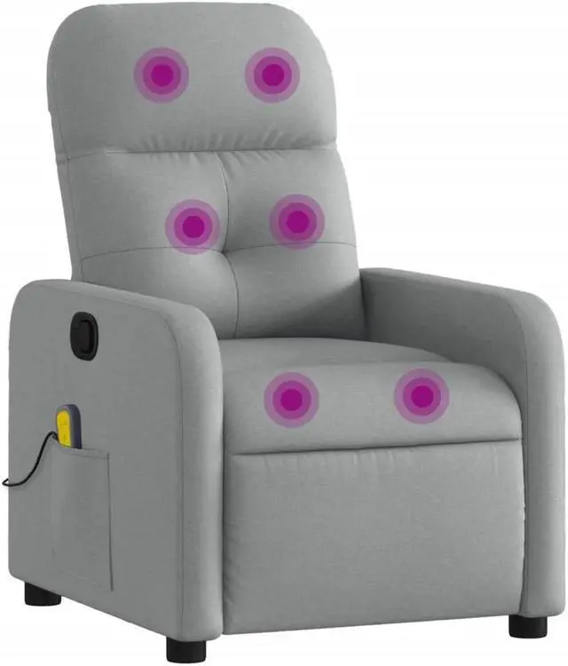 Alt view image 2 of 5 - vidaXL Massage Recliner Chair Adjustable Reclining Armchair Light Gray Fabric